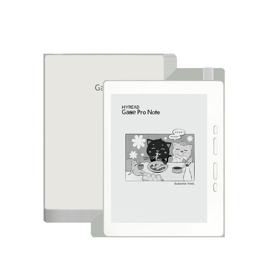 HyRead Gaze Pro Note 7.8 吋電子紙閱讀器官方產品圖，白色機身與電子紙顯示畫面