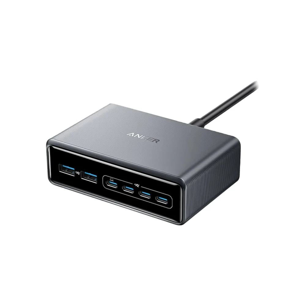 Anker A2683 200W GaN 六孔桌面充電器，4C2A 快充孔位