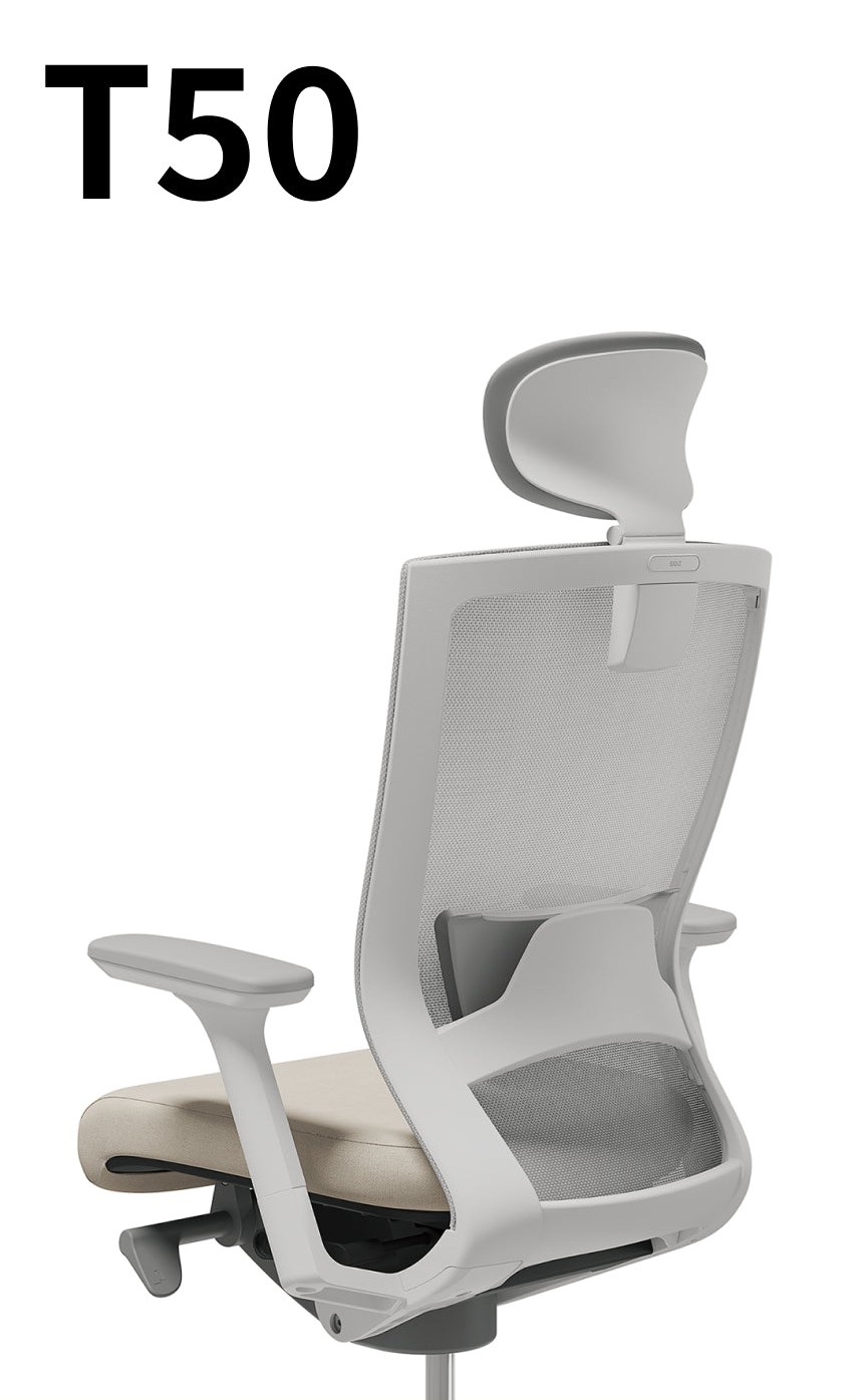 SIDIZ T50 人體工學椅官方產品圖,含可調腰靠、3D 扶手與 S 形椅背